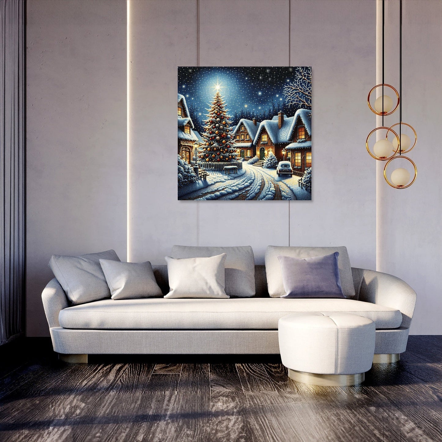 Winter's Melancholy Village Canvas