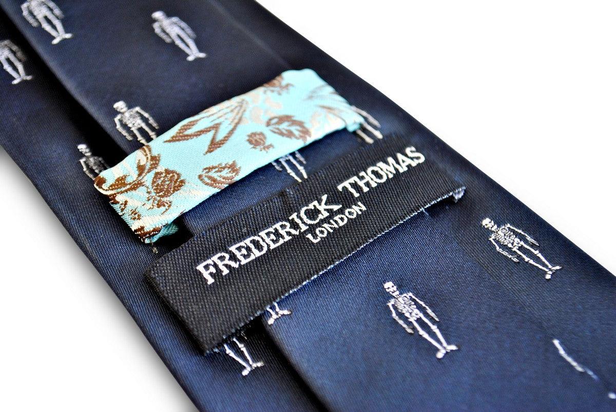 Frederick Thomas Halloween Skeleton Pattern Mens Tie