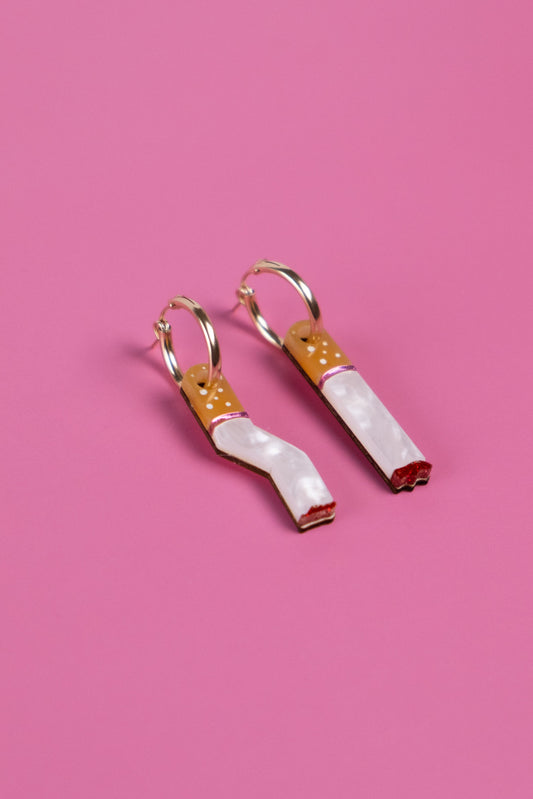 Cigarette Hoop Earrings