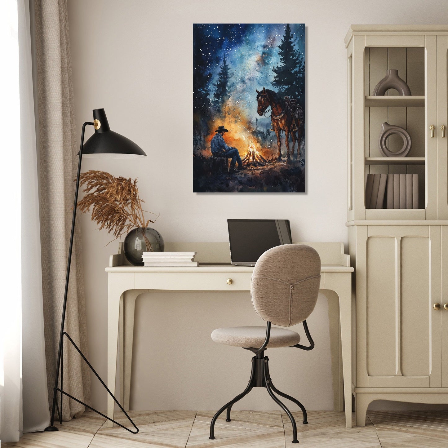 Cowboy's Fireside Canvas