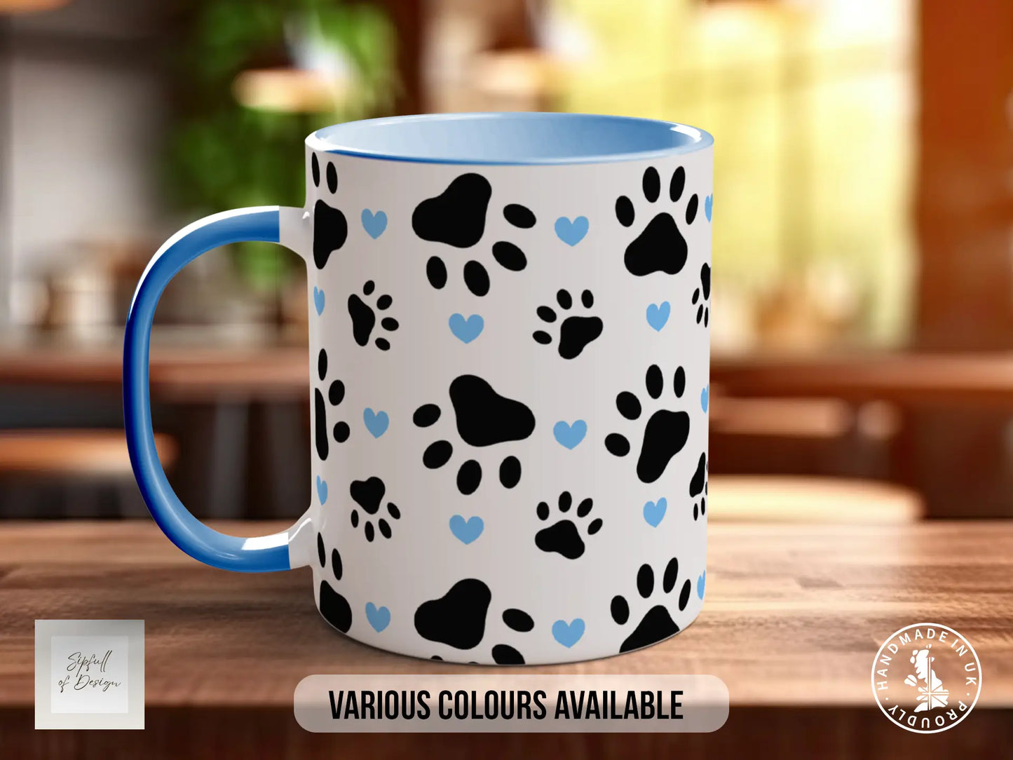 Dog Paw Print Mug | Dog Lover Gift | Paw & Heart Design | Handmade UK