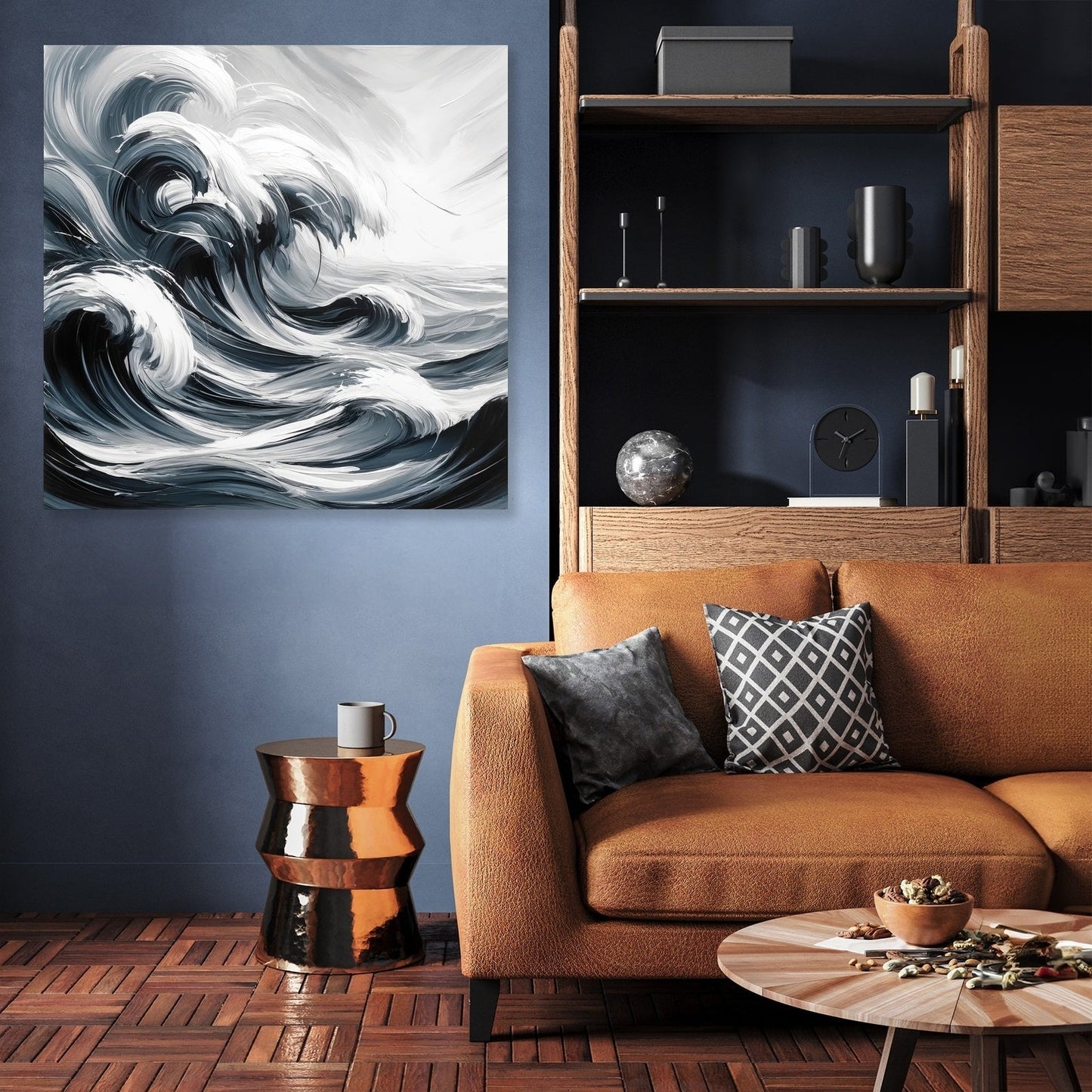 Monochrome Tides Canvas
