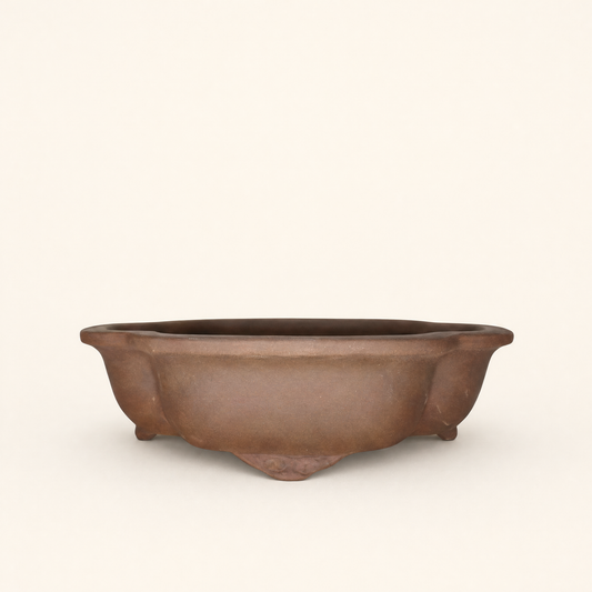 31cm Unglazed Bonsai Pot Oval | 31cm x 25cm x 9cm | Floral | Brown