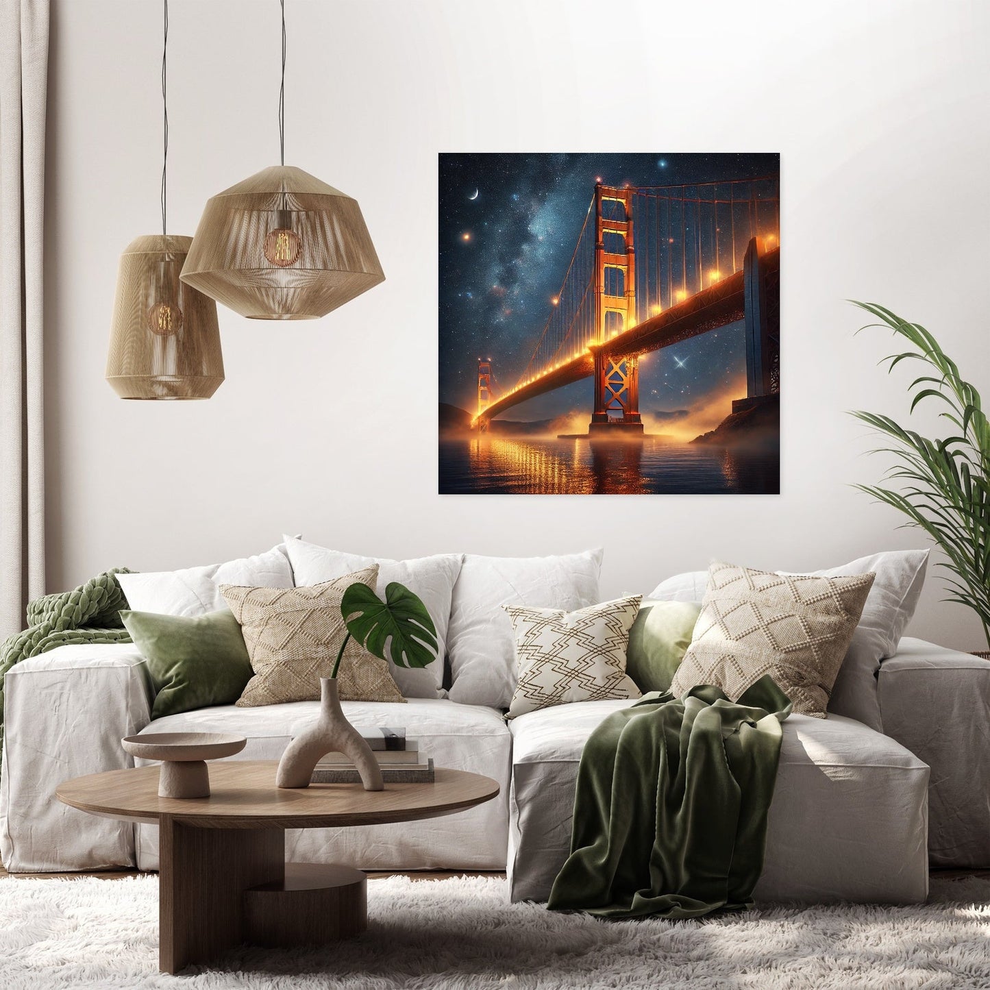 Golden Gate Starry Night Canvas