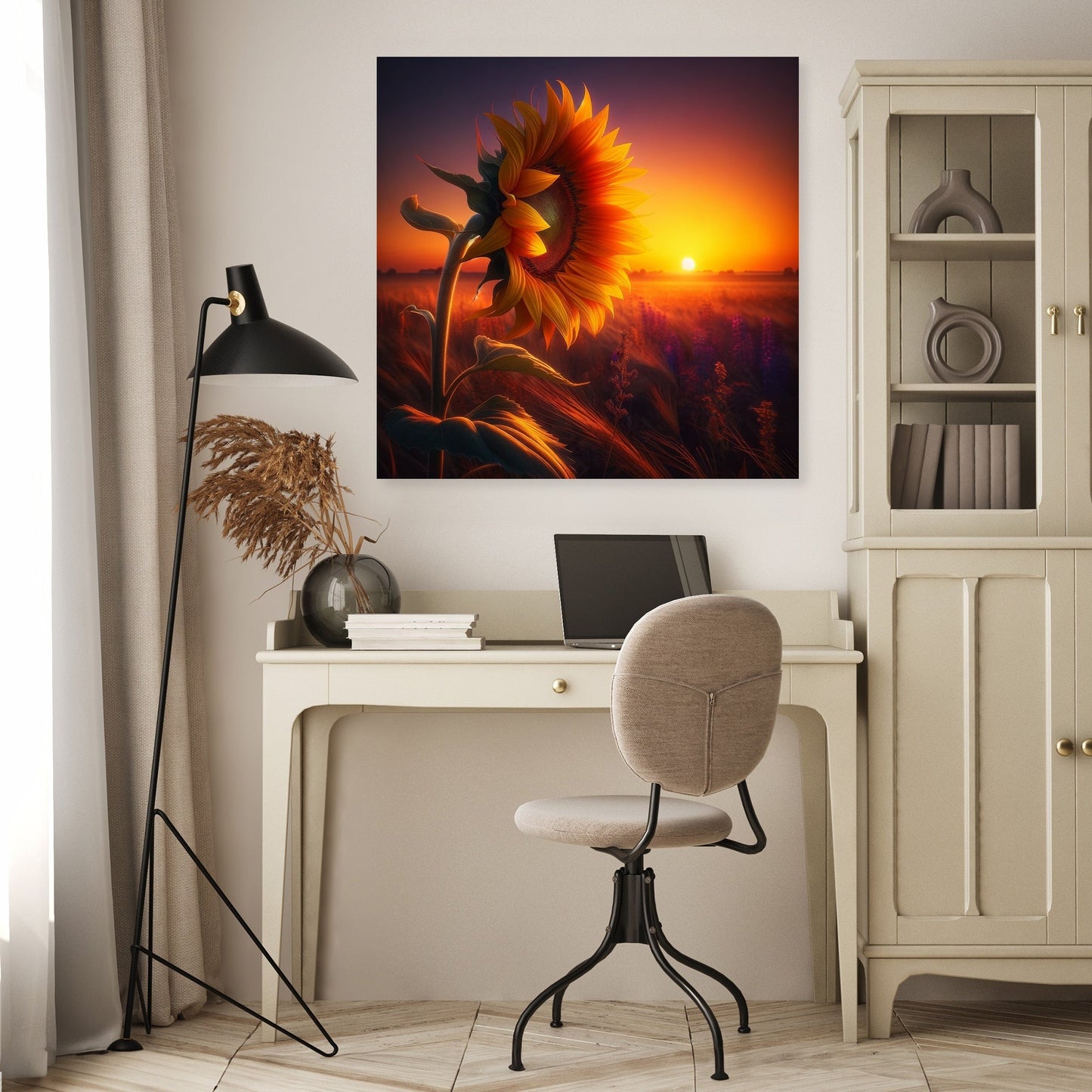 Solitary Sunset Bloom Canvas