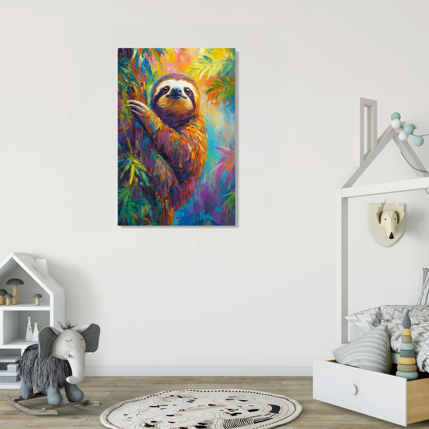 Rainbow Joy Sloth Canvas
