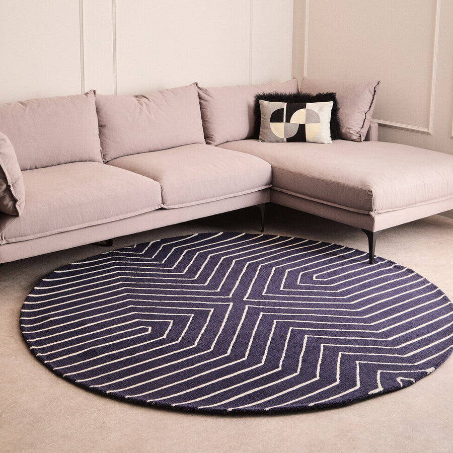 Bosie Moyo Blue And White Round Rug