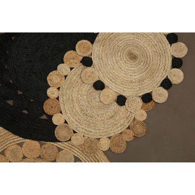 Bosie Demir Small Round Natural and Black Jute Rug