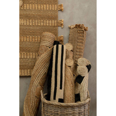 Bosie Demir Small Round Natural and Black Jute Rug