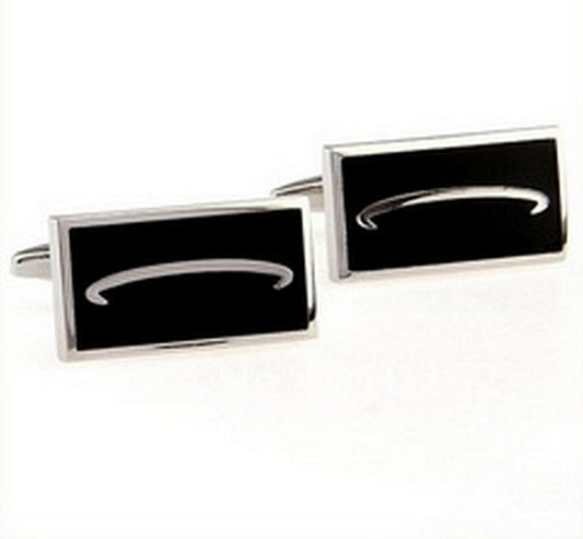 black and silver arched design cufflinks