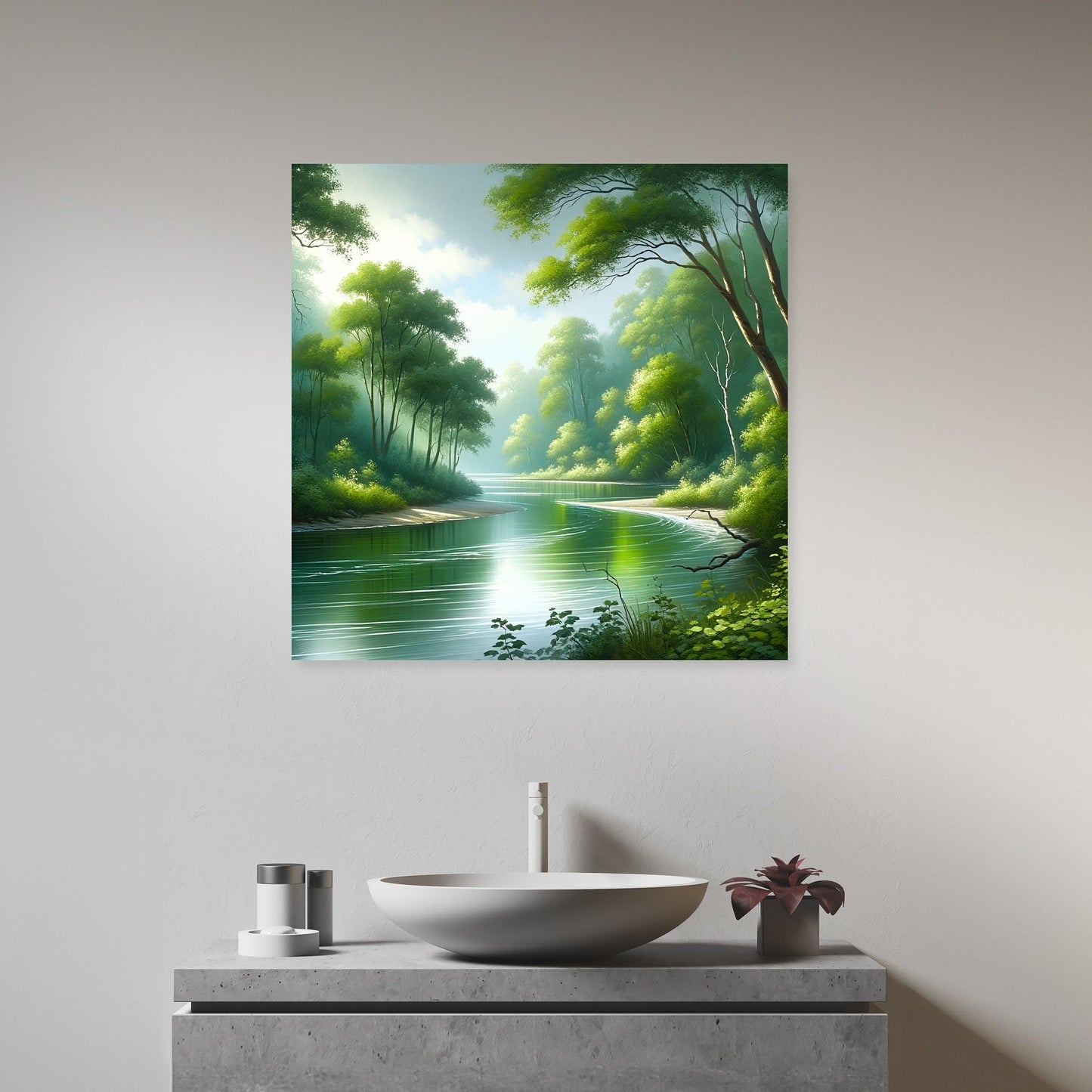 Serene Riverbend Canvas