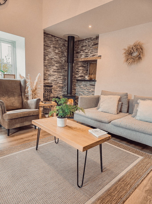 Oak Coffee Table With Hairpin Legs