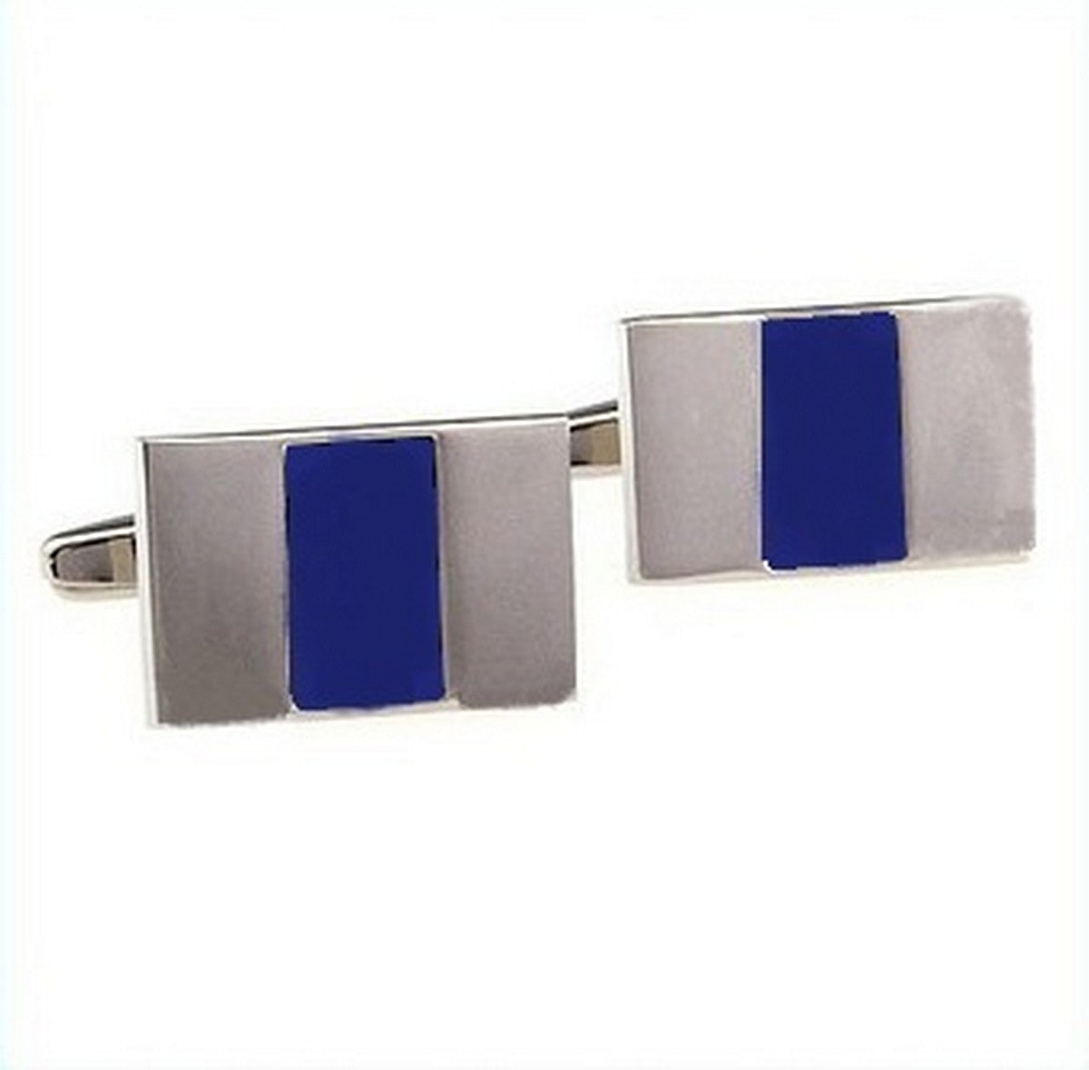 silver and blue cufflinks