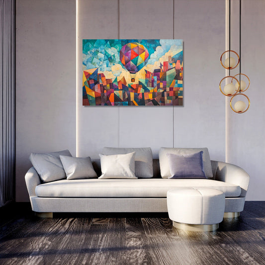 Balloon Over Geometric Canvas