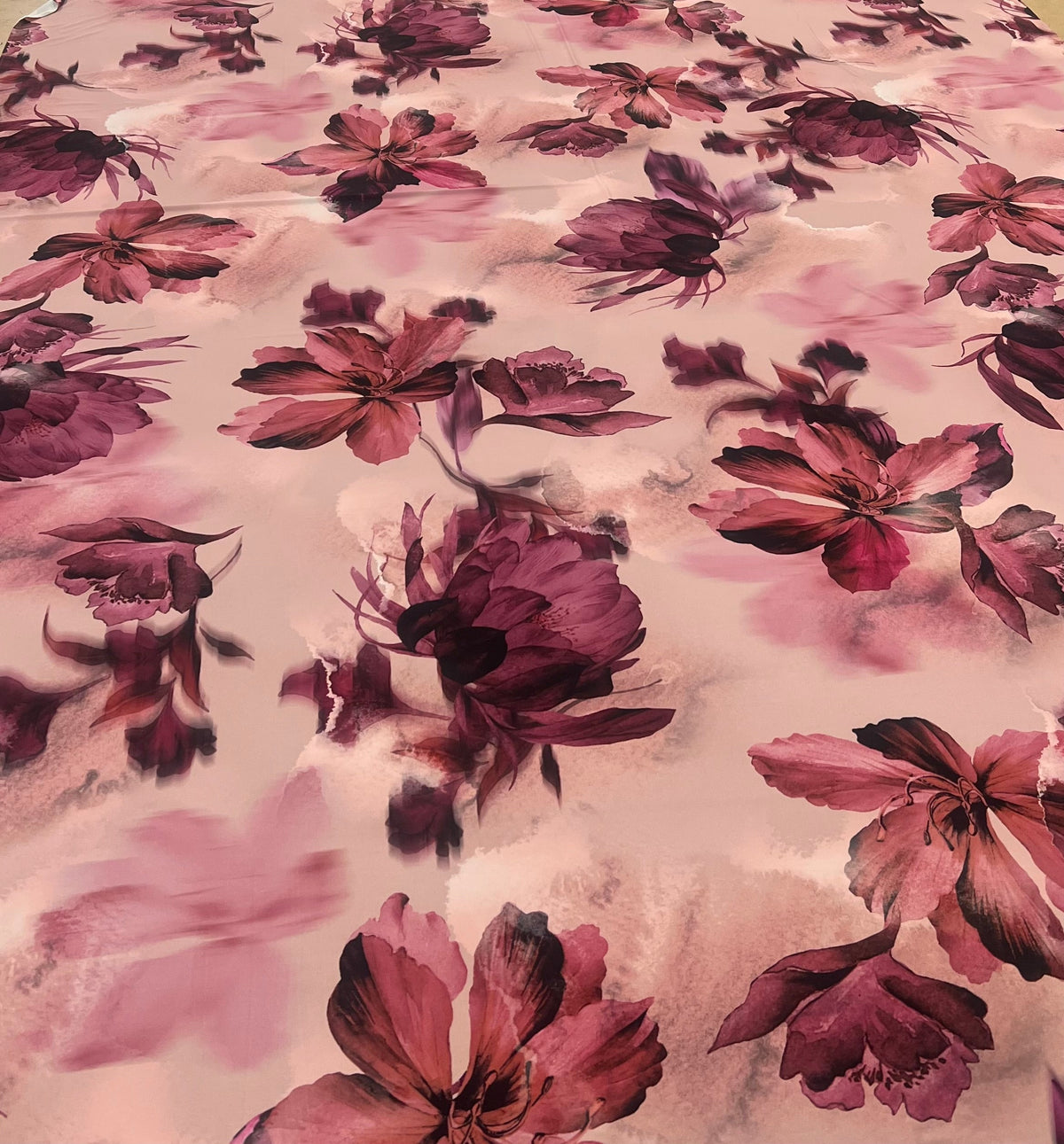 Rose Large Floral Print ITY Fabric 2 Way Stretch