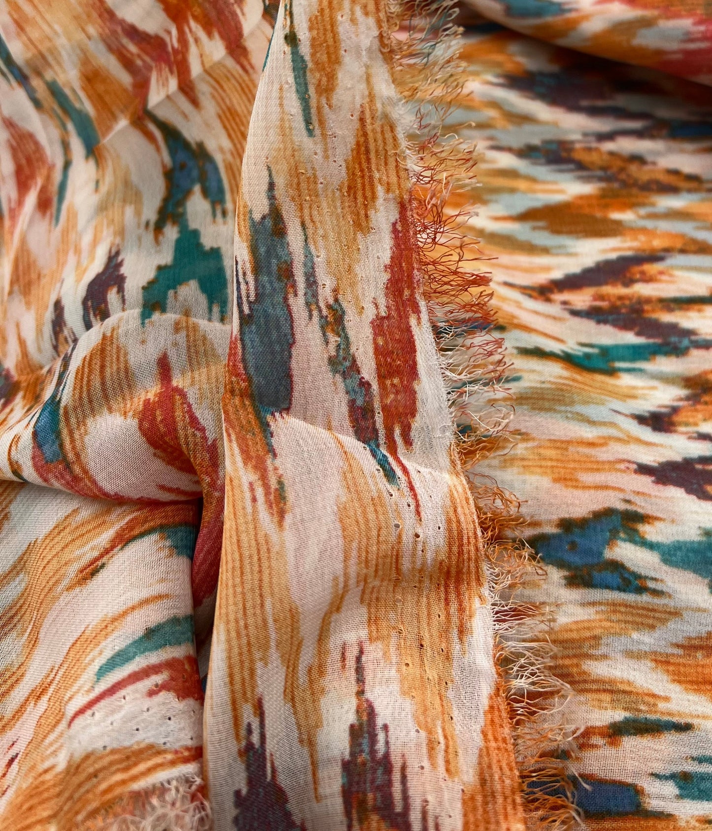 Orange Mix Printed Chiffon Dress Fabric