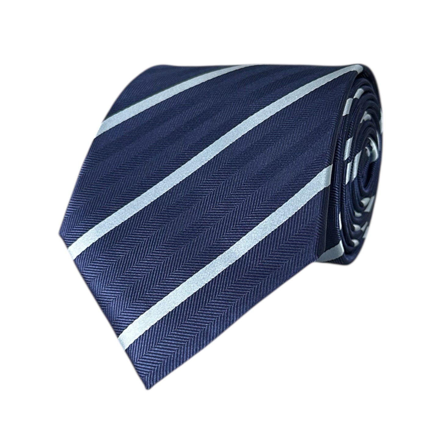 Navy Blue & Light Blue Stripe Tie - Hawksmoor Edit