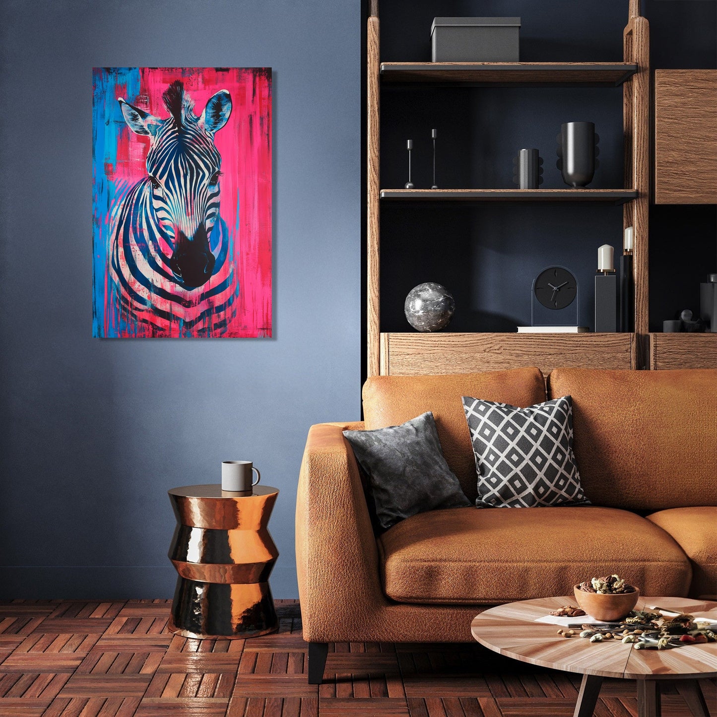 Vibrant Zebra Dance Canvas