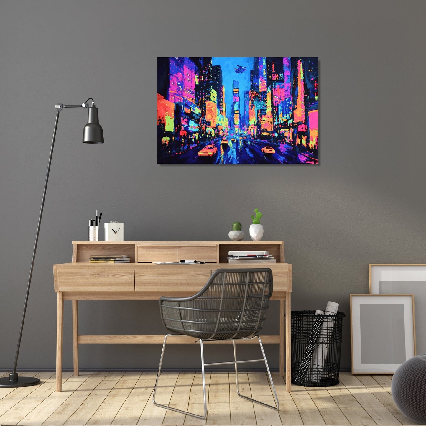 Neon Metropolis Night Canvas