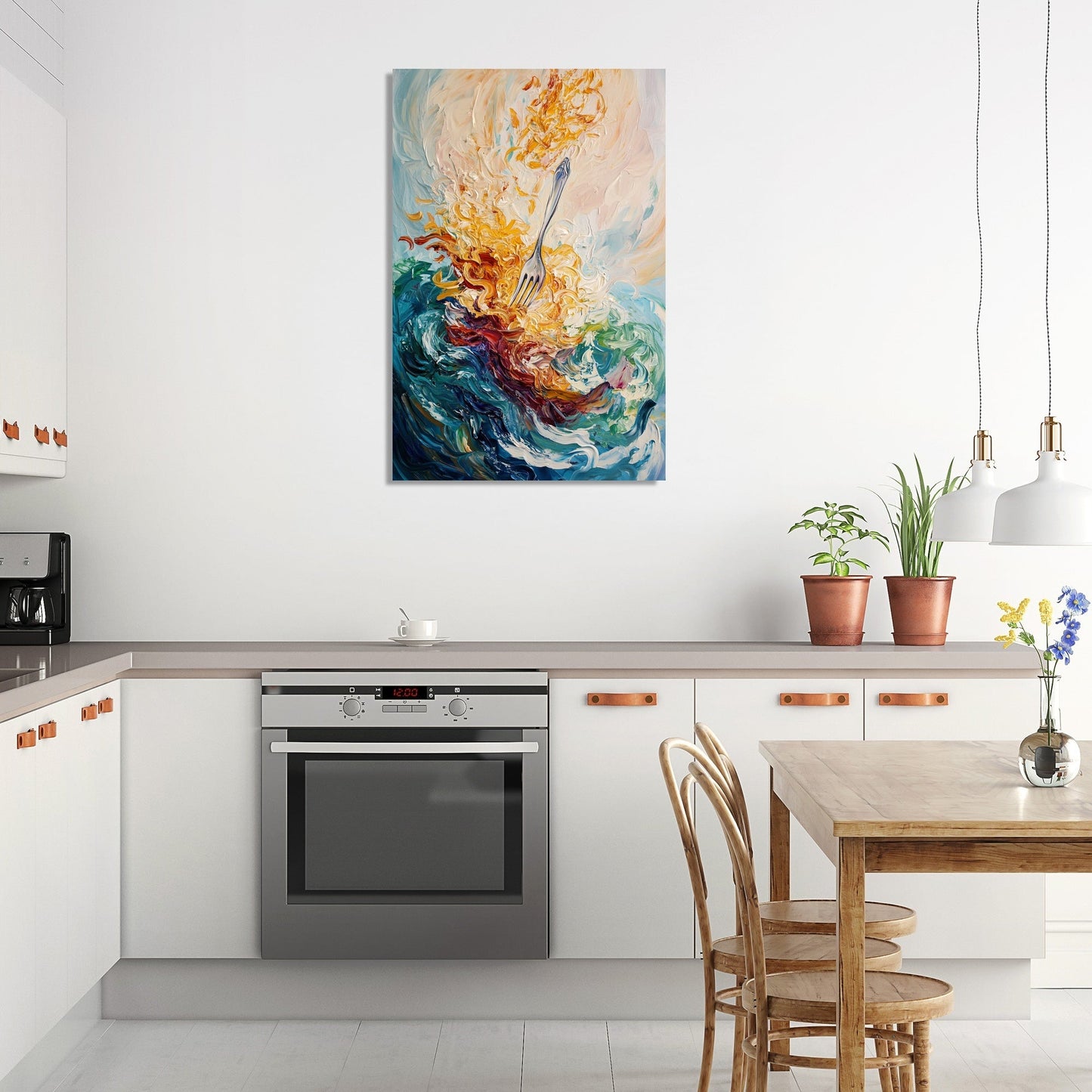 Dancing Fork and Pasta Canvas