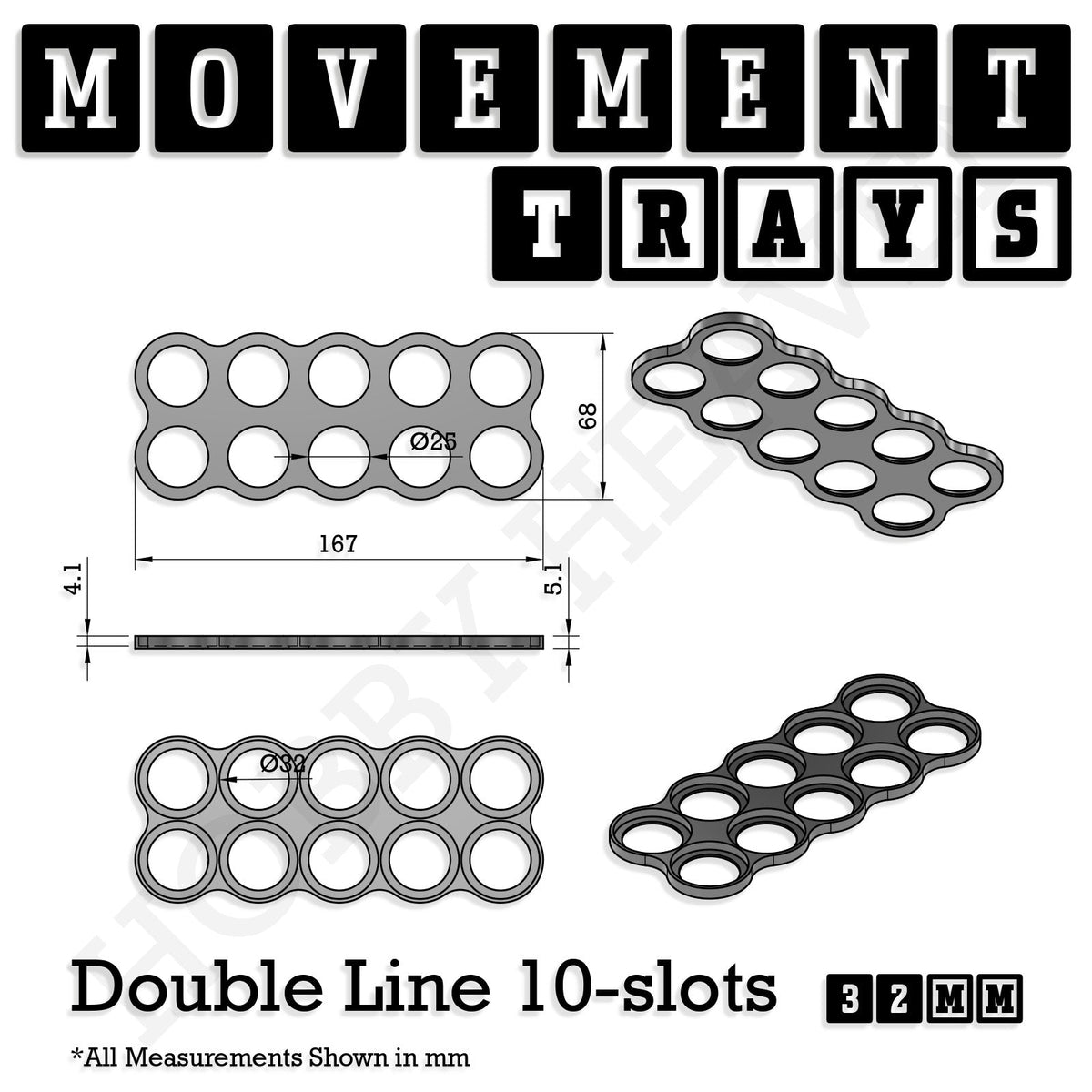 32mm Movement Trays for Tabletop Games | Compatible with Popular Miniatures | Full Range