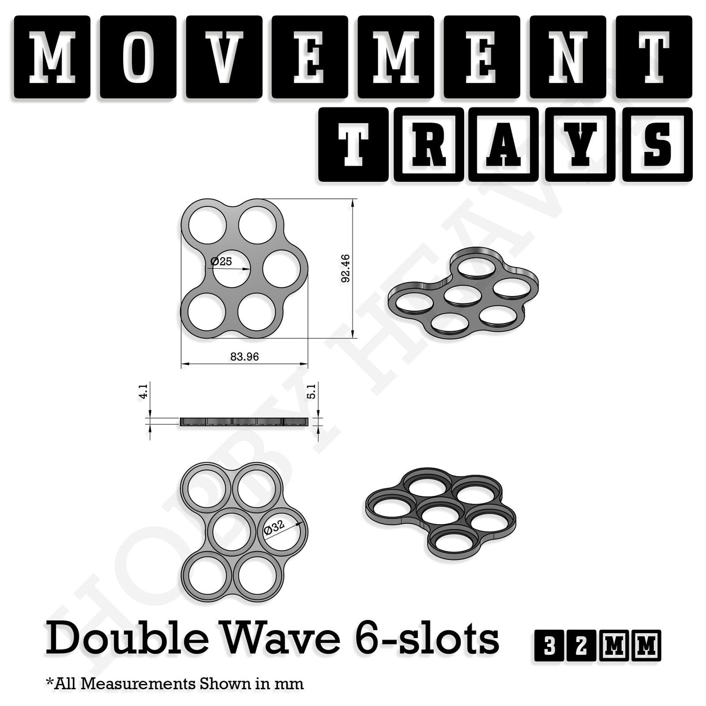 32mm Movement Trays for Tabletop Games | Compatible with Popular Miniatures | Full Range