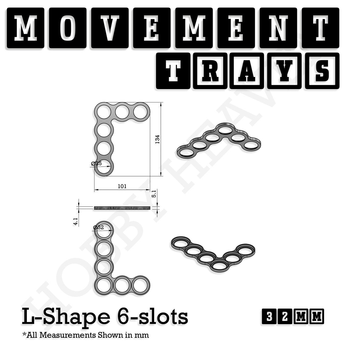 32mm Movement Trays for Tabletop Games | Compatible with Popular Miniatures | Full Range