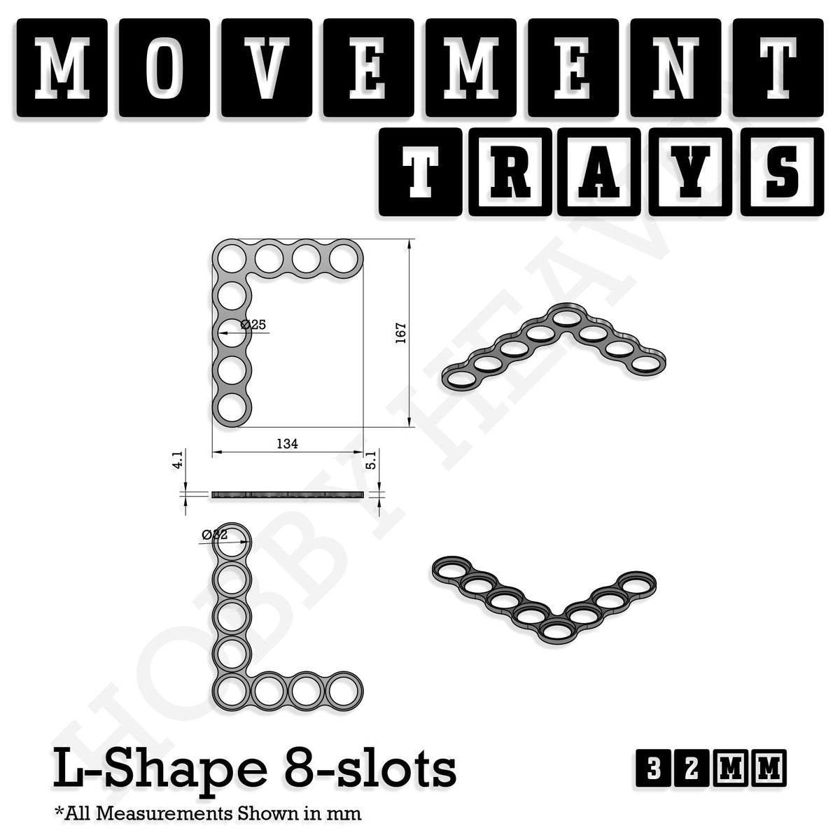 32mm Movement Trays for Tabletop Games | Compatible with Popular Miniatures | Full Range