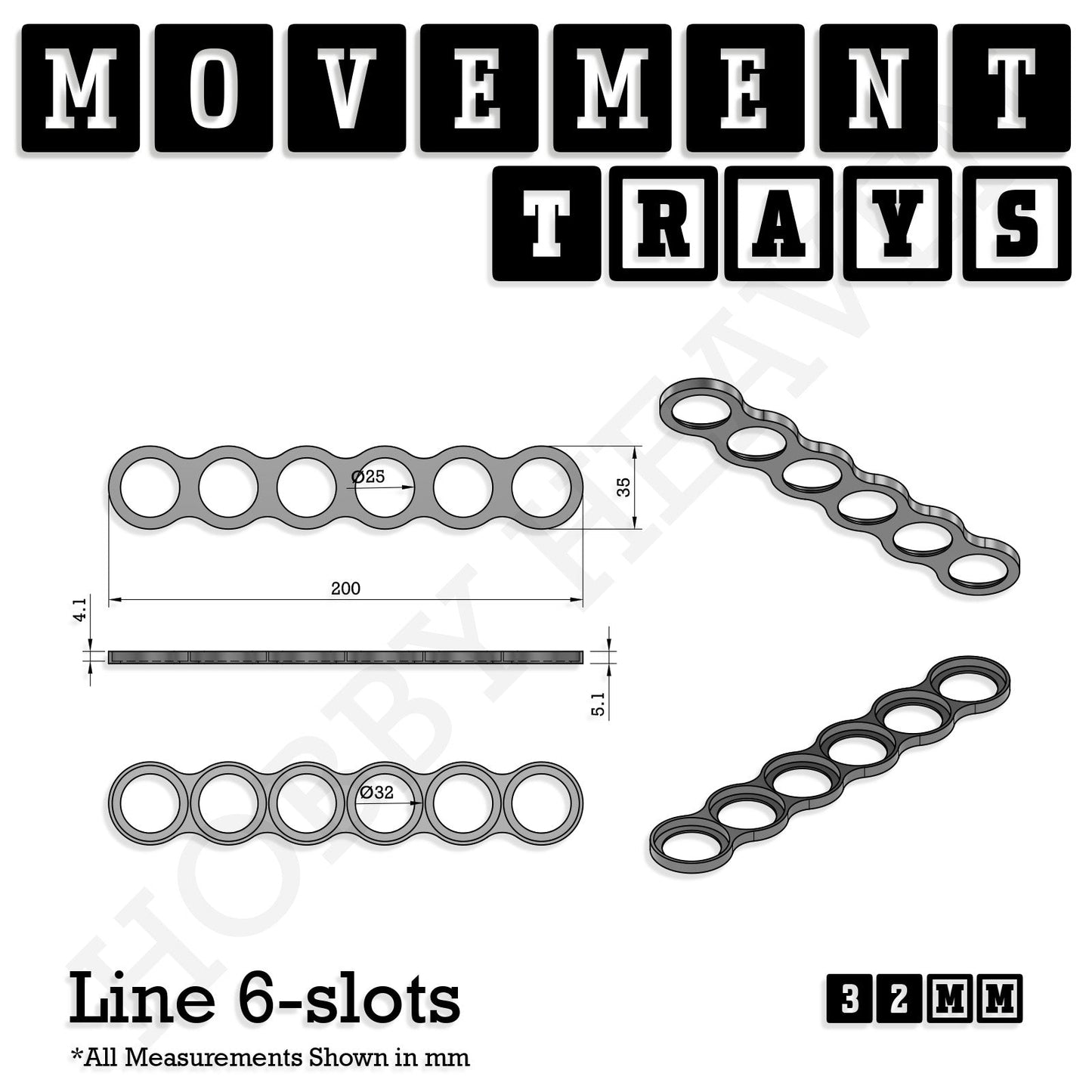 32mm Movement Trays for Tabletop Games | Compatible with Popular Miniatures | Full Range