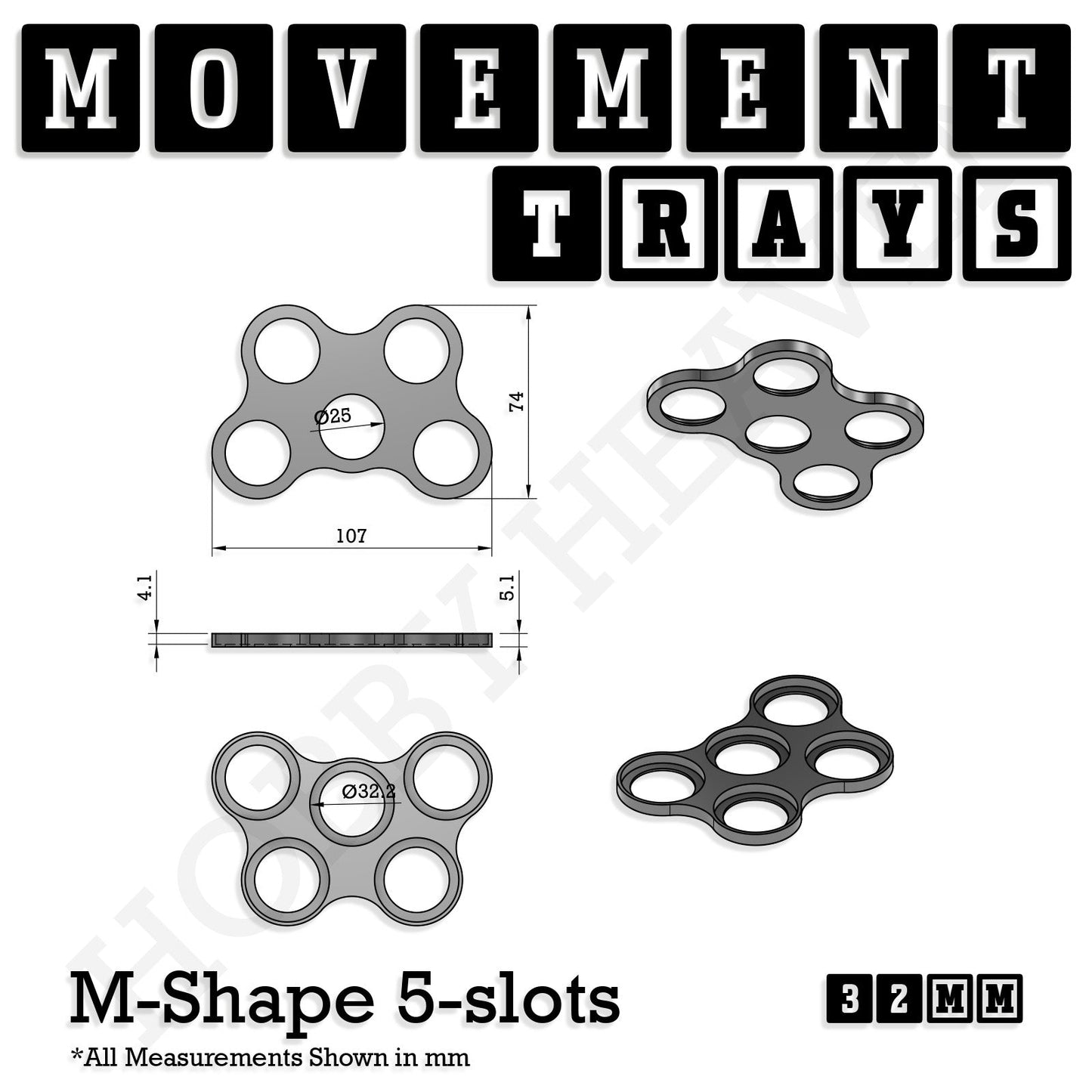 32mm Movement Trays for Tabletop Games | Compatible with Popular Miniatures | Full Range