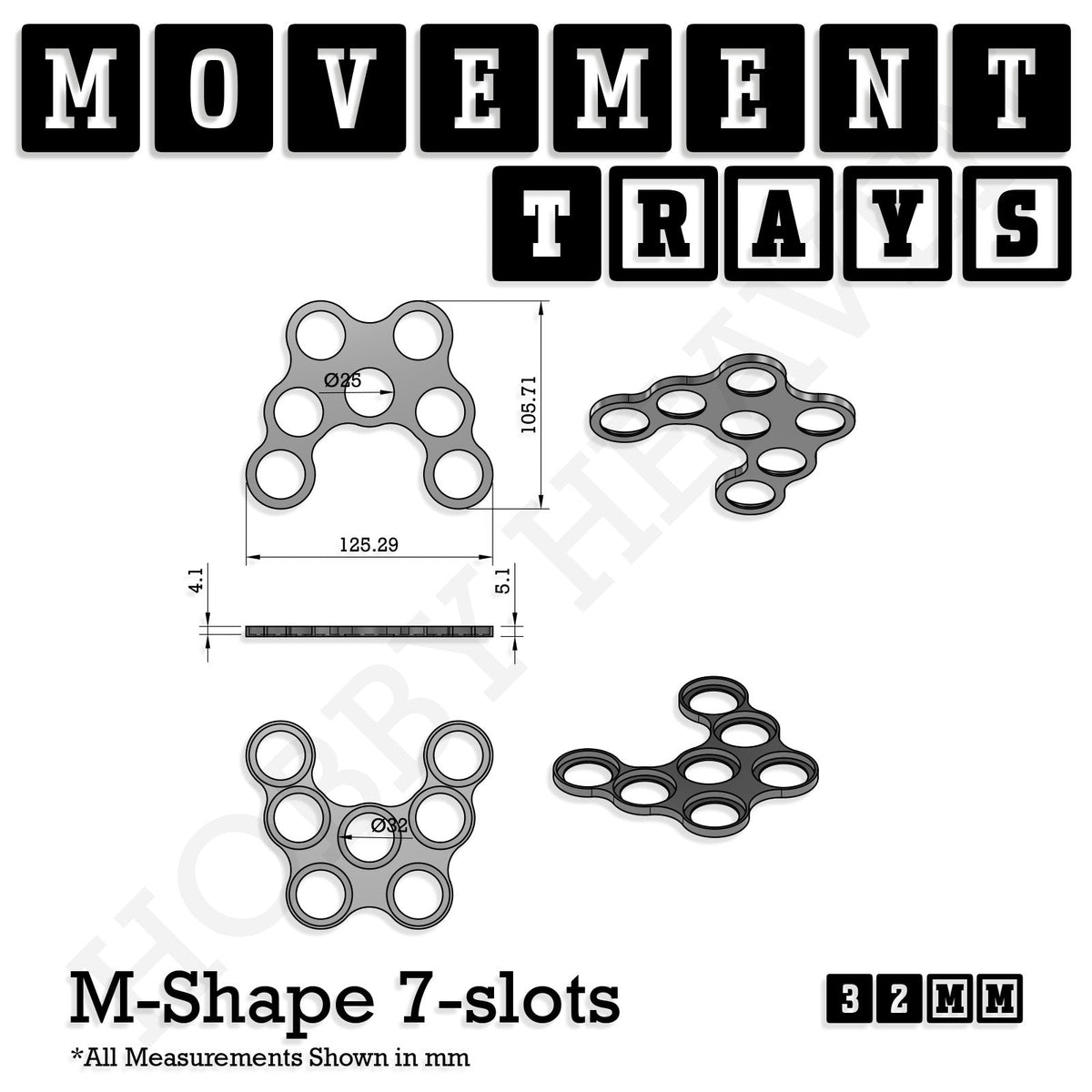 32mm Movement Trays for Tabletop Games | Compatible with Popular Miniatures | Full Range