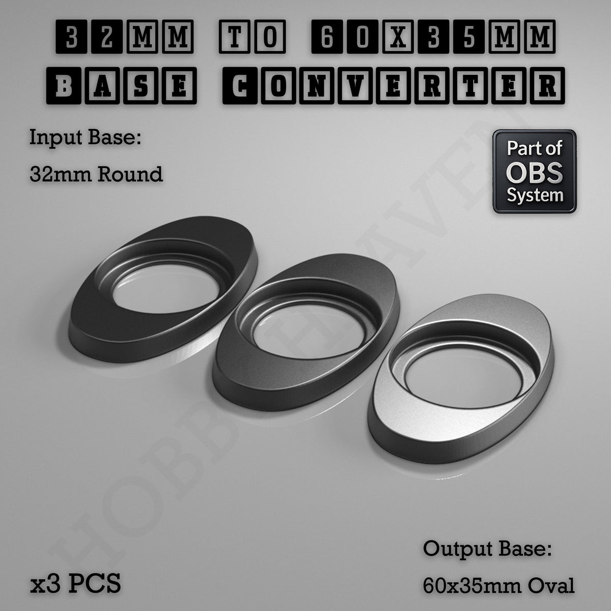 Round To Oval Bases Size Converters 3d Print Full Range