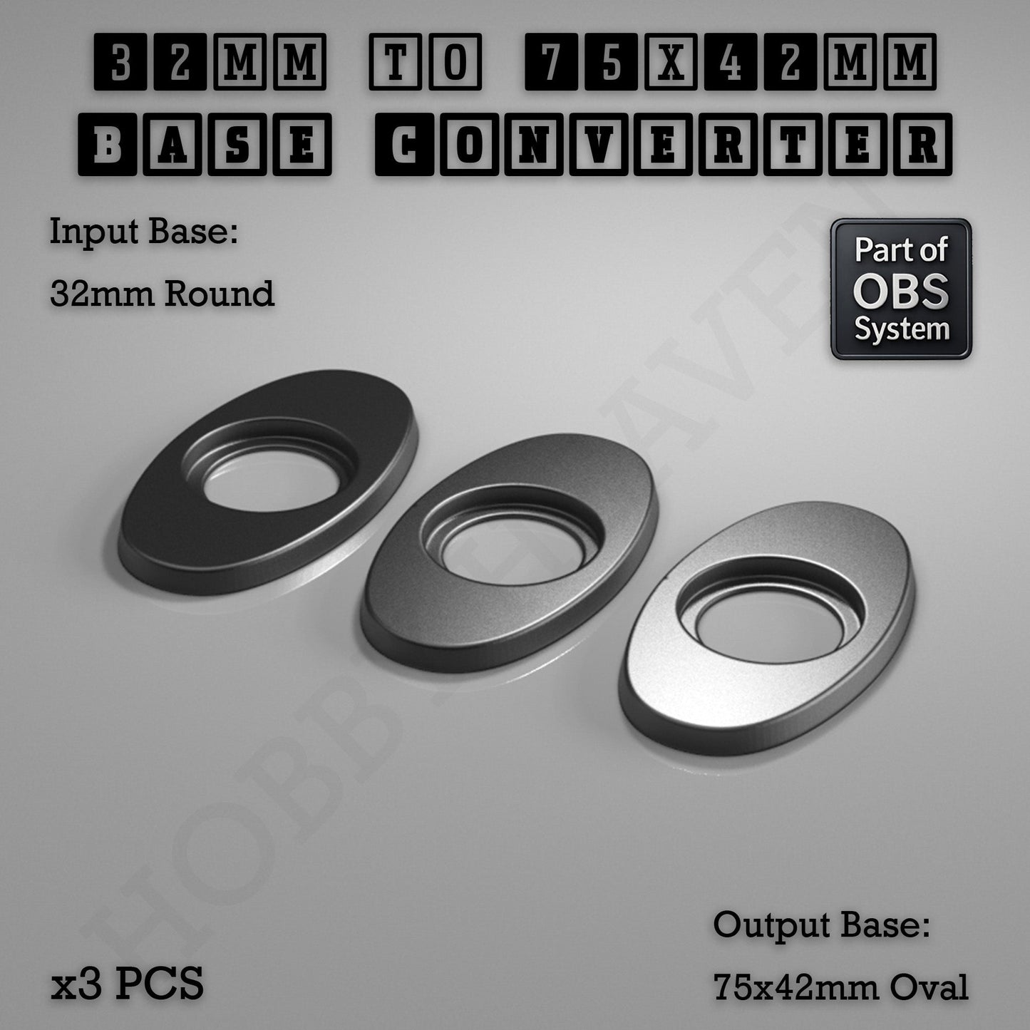 Round To Oval Bases Size Converters 3d Print Full Range