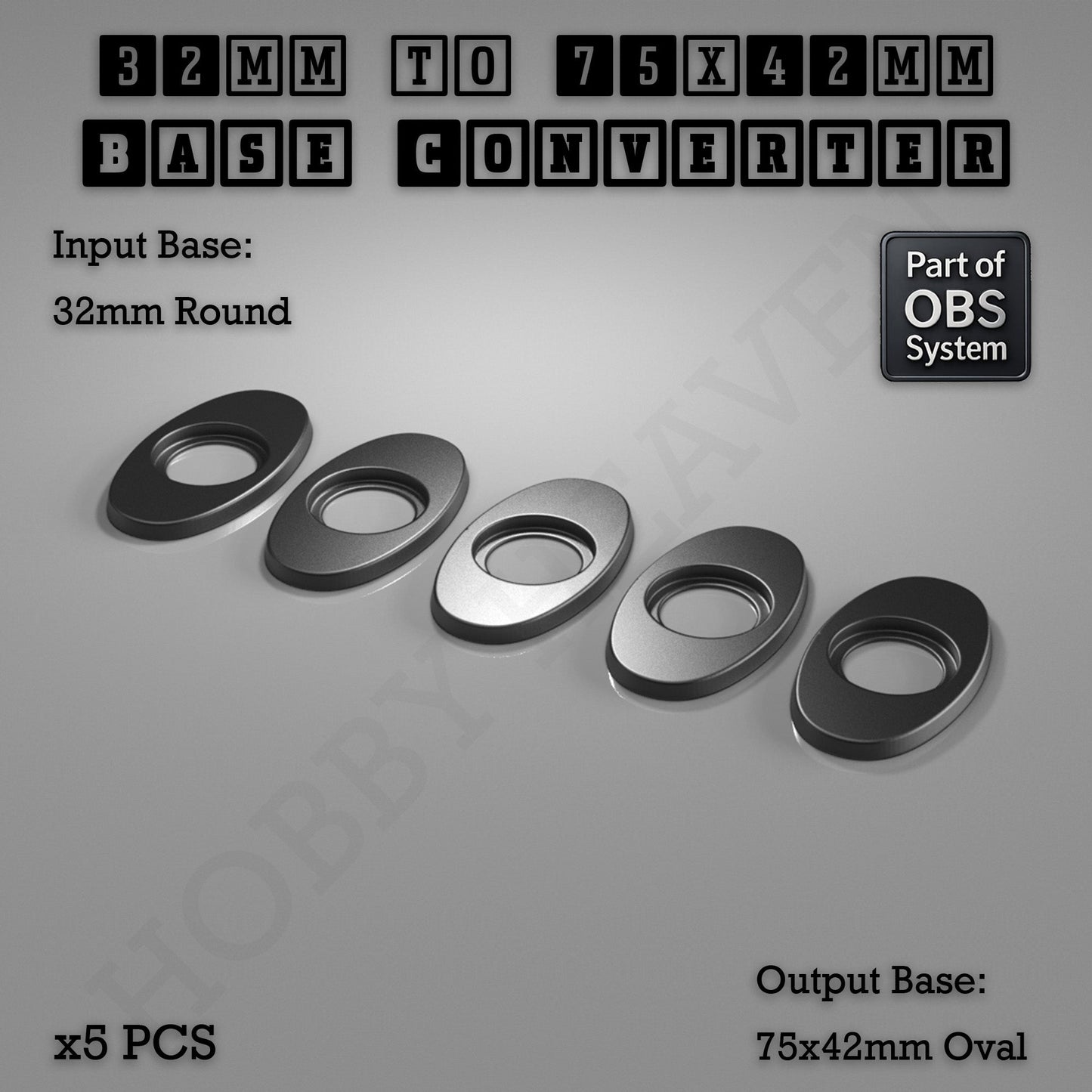 Round To Oval Bases Size Converters 3d Print Full Range