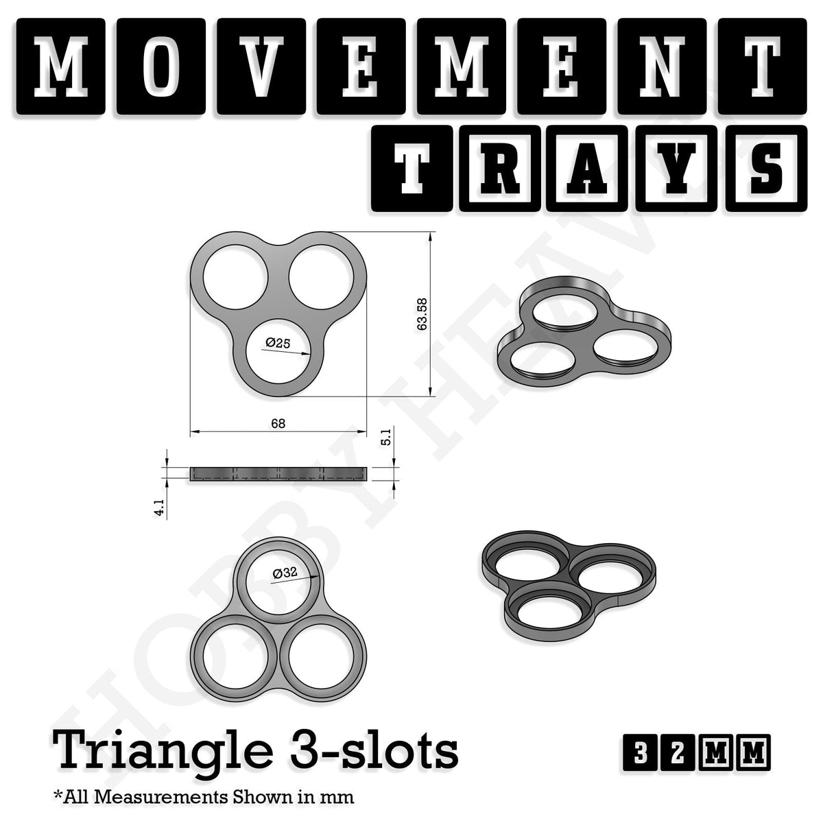 32mm Movement Trays for Tabletop Games | Compatible with Popular Miniatures | Full Range