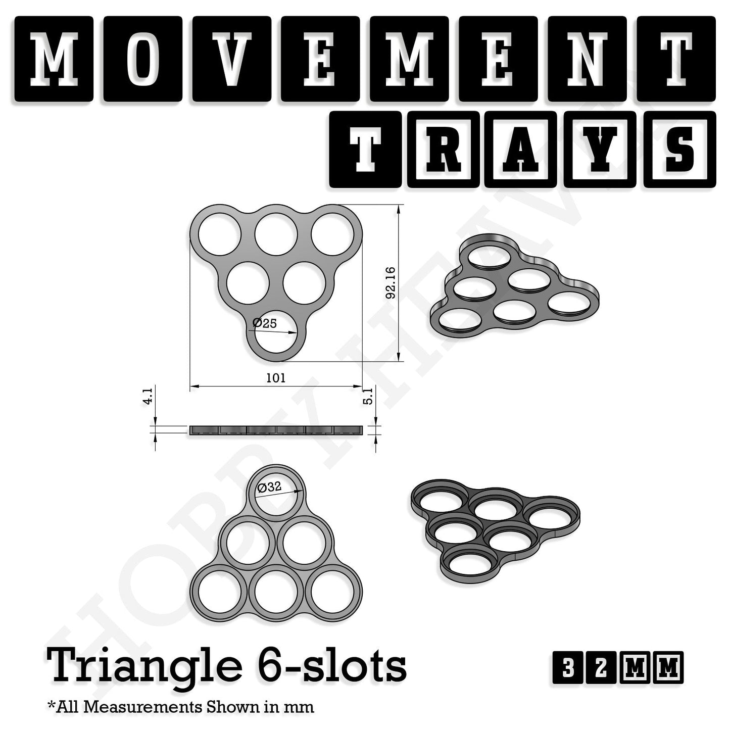 32mm Movement Trays for Tabletop Games | Compatible with Popular Miniatures | Full Range