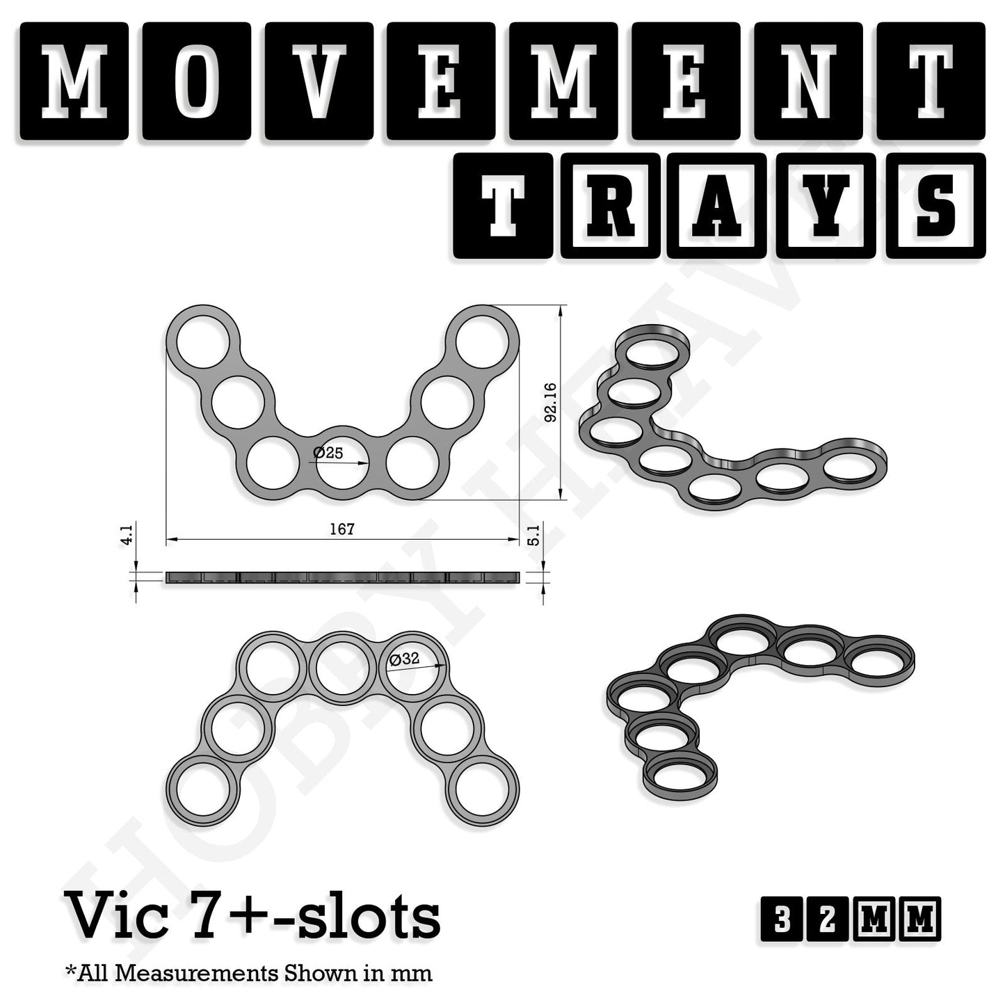 32mm Movement Trays for Tabletop Games | Compatible with Popular Miniatures | Full Range