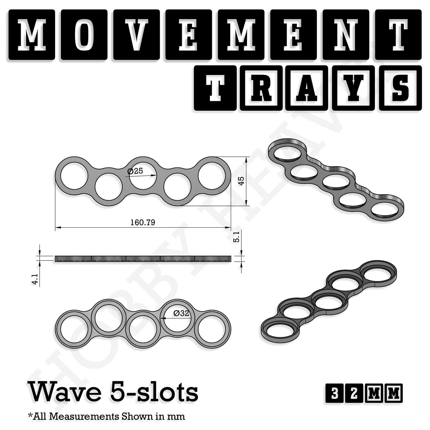 32mm Movement Trays for Tabletop Games | Compatible with Popular Miniatures | Full Range