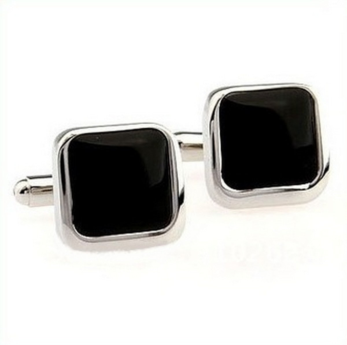 black and silver square cufflinks