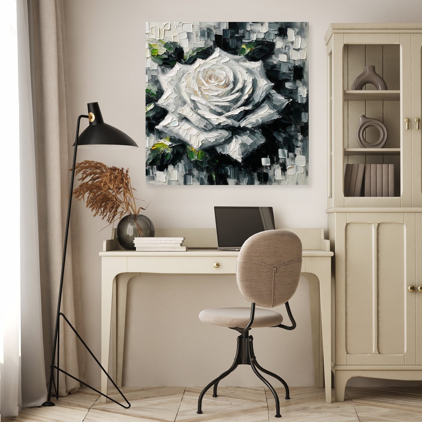 Monochrome Rose Canvas