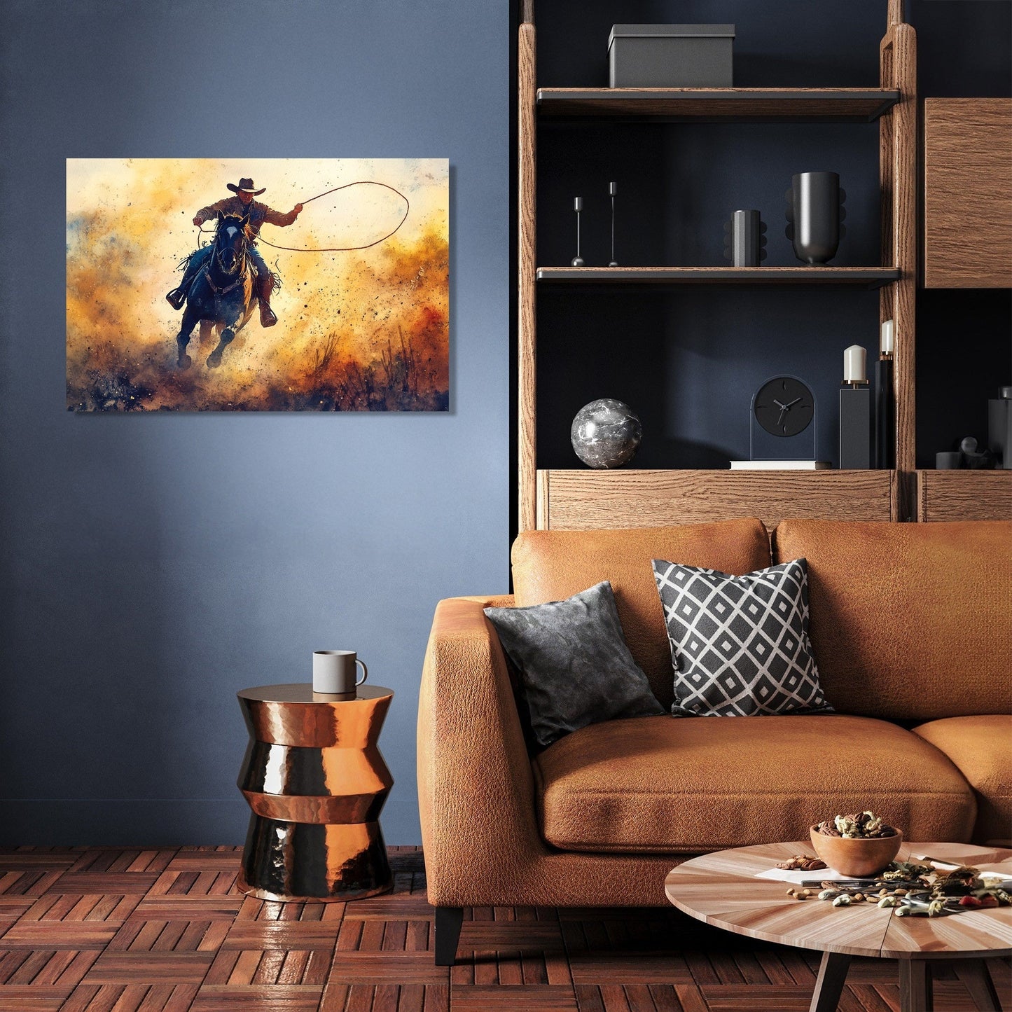 Cowboy Lasso Sunset Canvas