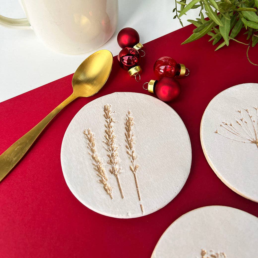 Gold Wild Flower Ceramic Coasters - LIMITED EDITION