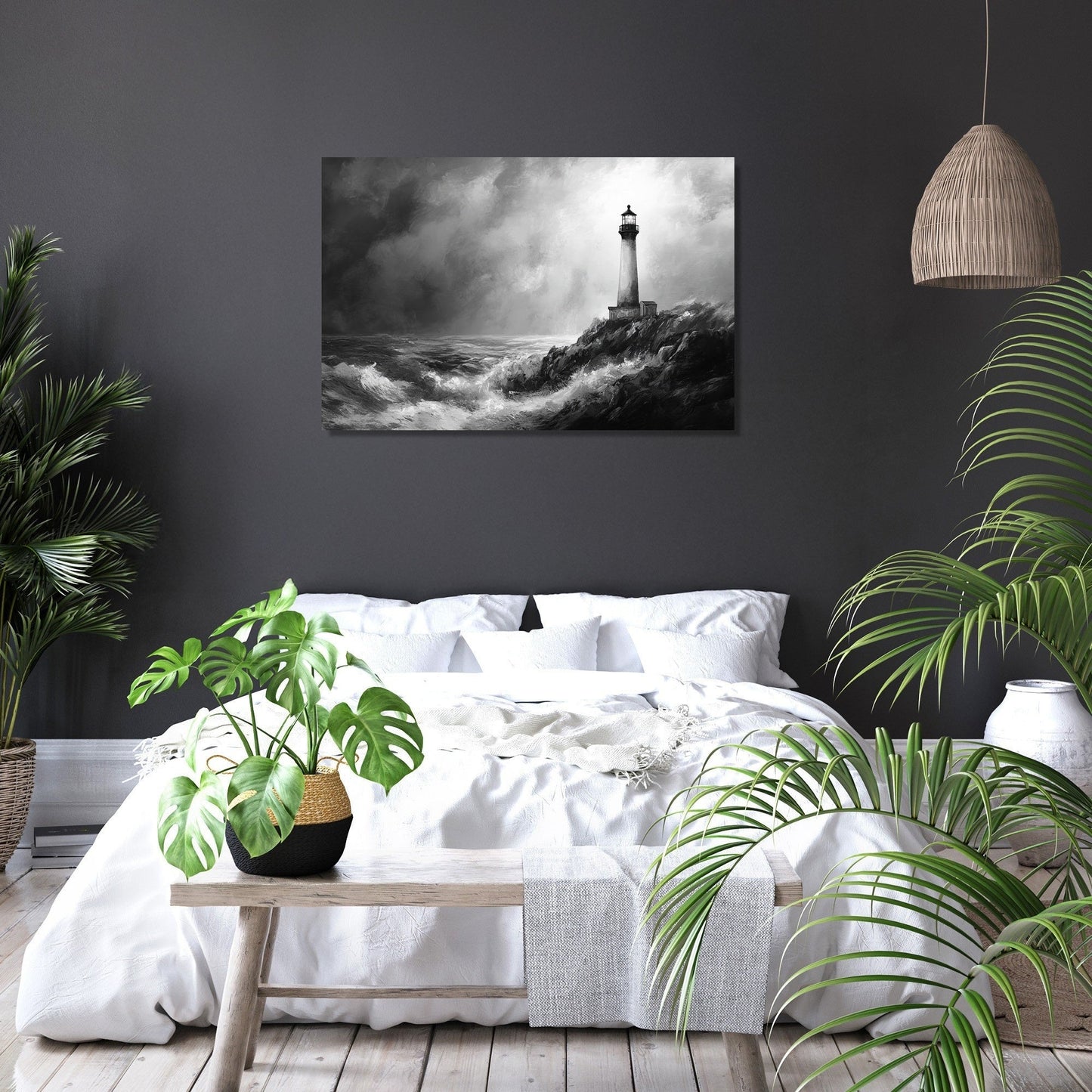 Monochrome Beacon Coast Canvas