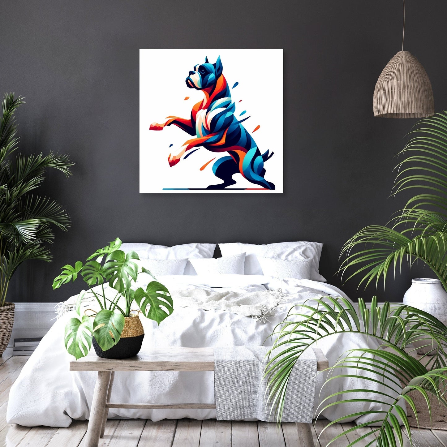 Playful Shadows Boxer at Play Canvas