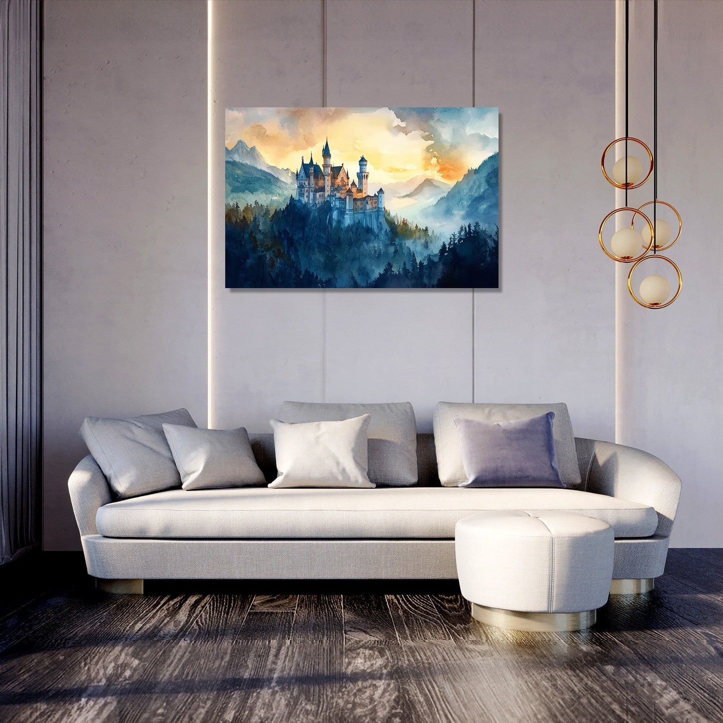 Enigmatic Sunset Castle Canvas