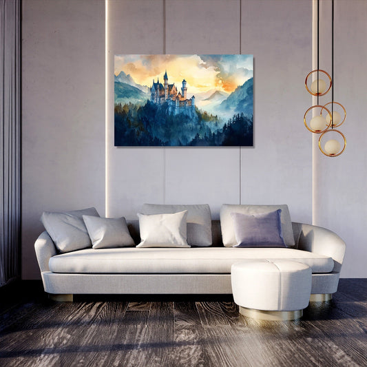 Enigmatic Sunset Castle Canvas