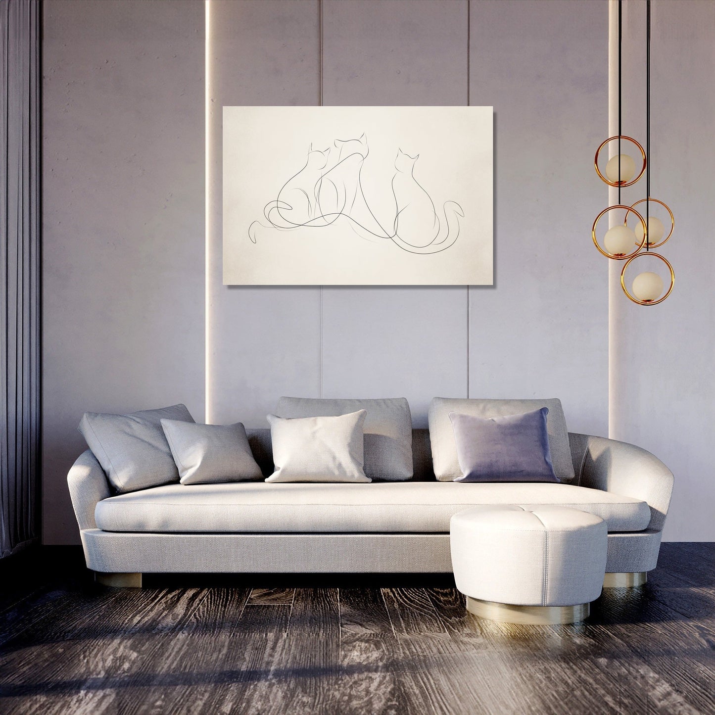 Three Cats Wave Canvas