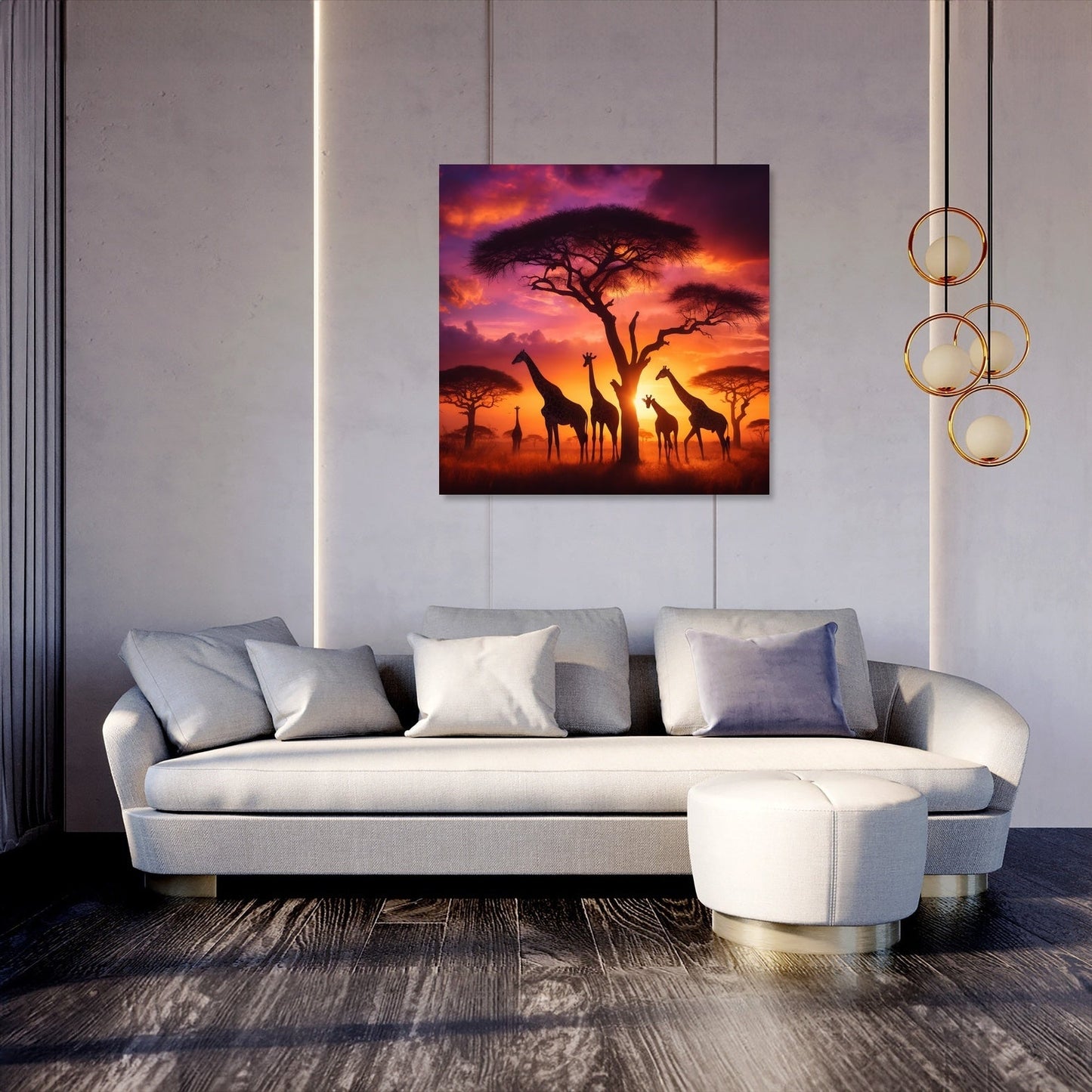 Sunset Giraffes Canvas