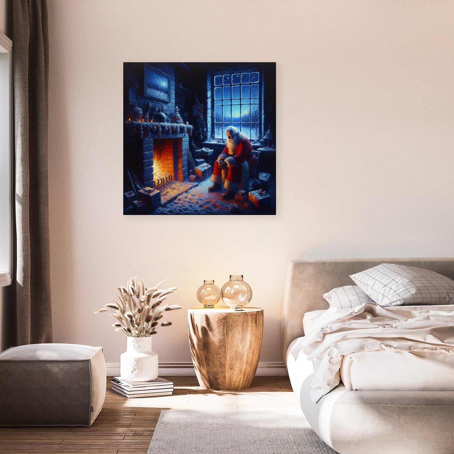 Santa's Solitary Hearth Canvas