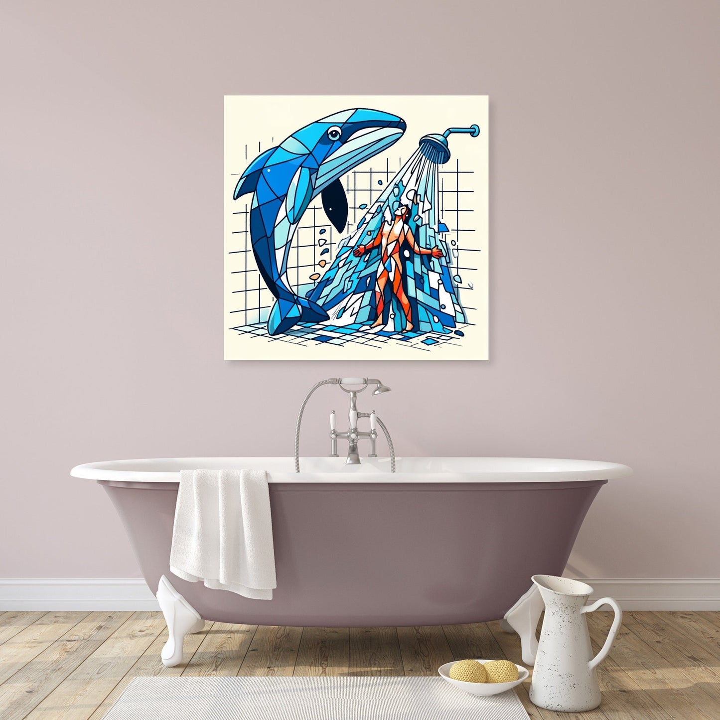 Whale of a Time Shower Canvas
